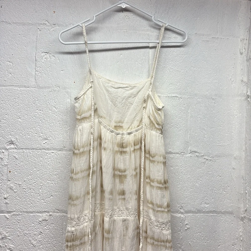 NEW Aerie Maxi Sun Dress Tiered Women’s size Small White Tie Dye Cotton Lined - Picture 4 of 4